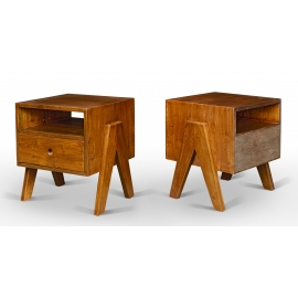 Pierre JEANNERET. Meuble de chevet dit "bedside table" en teck massif. 