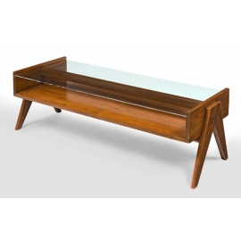 Pierre JEANNERET. Lounge table known as "coffee table" in solid teak.