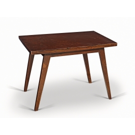 Pierre JEANNERET. Low table in solid teak and teak veneer. 