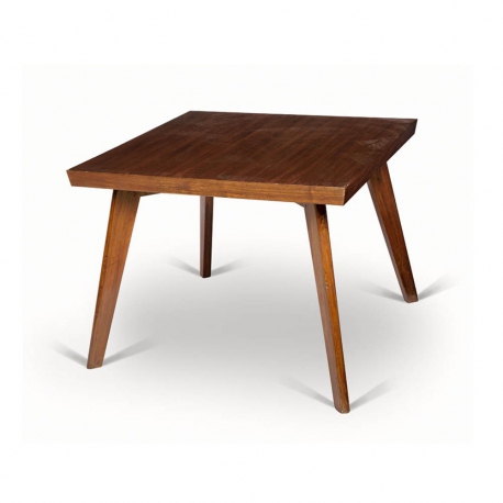 Pierre JEANNERET. Table in solid teak and teak veneer known as "Dining table". 