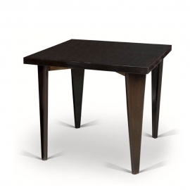 Pierre JEANNERET. Table in solid teak and black lacquered teak veneer known as "Square table" 