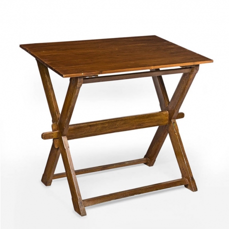 Pierre JEANNERET. Collapsible work table in solid teak and solid cedar.