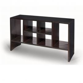 Pierre JEANNERET. Rangement bas double-face dit "File Rack" en sisso massif (palissandre indien) et laqué noir. 