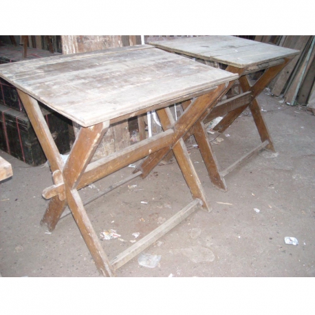 Pierre JEANNERET. Collapsible work table in solid teak and solid cedar.