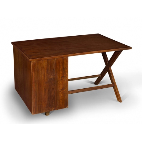 Pierre JEANNERET. Administrative desk in solid teak. 