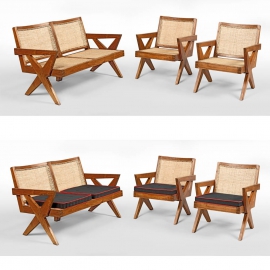 Pierre JEANNERET. Teak lounge furniture.