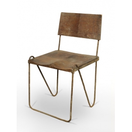 Teak and iron chair