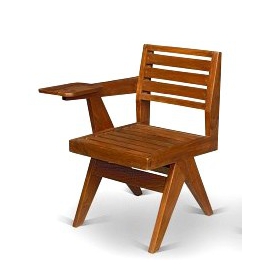 Pierre JEANNERET. Chaise écritoire en teck.