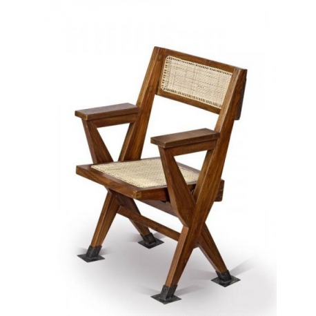 Pierre JEANNERET. Fauteuil pliant en teck.