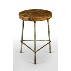 Teak and iron stool