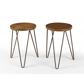 Teak and iron stool