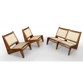 Pierre JEANNERET. Mobilier de salon en teck.