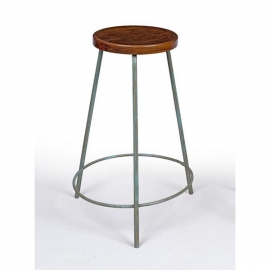 Teak and iron stool