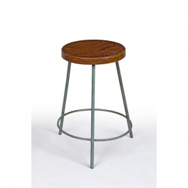 Teak and iron stool