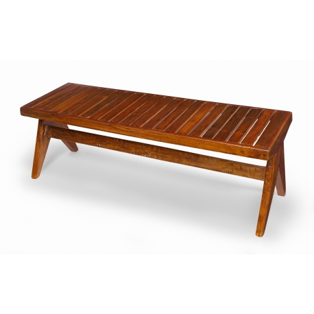 Pierre JEANNERET. Solid teak bench.