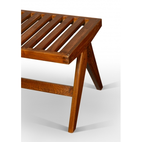 Pierre JEANNERET. Solid teak bench.